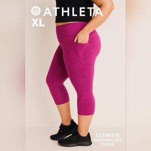 Athleta Women’s Ultimate Stash Pocket Capri Leggings Fuchsia Size XL
